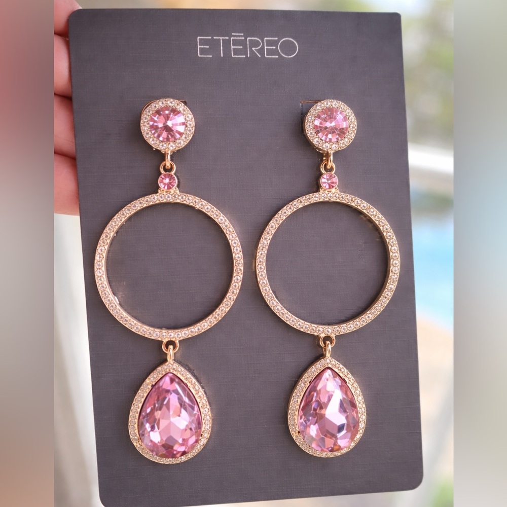 ❗️NWT❗️ 💎 Etéreo Gold and Pink Statement Earrings